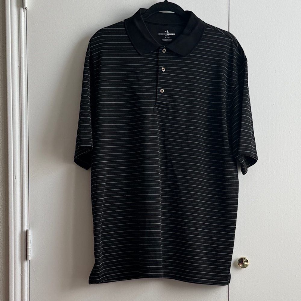 Grand Slam Black Polo with Thin Gray Stripes